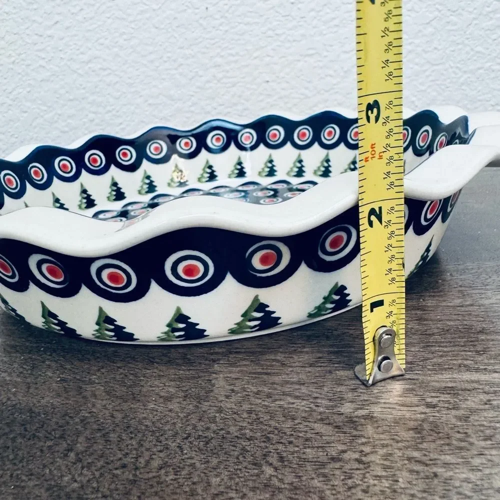 Boleslawiec Polish Pottery Christmas Holiday Ceramic Pie Plate Dish